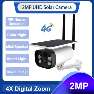 Wireless Solar Security Camera Outdoor 2MP 120° 4X Digital Zoom Color Day/Night - Picture 1 of 19