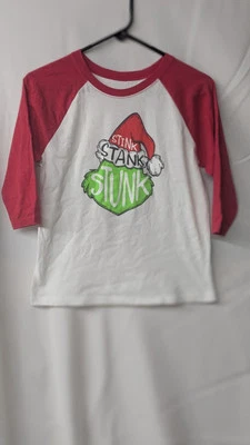 Jane Marie The Grinch Christmas Shirt 3/4 Sleeve Unisex Size Large White And Red - Image 1 of 4