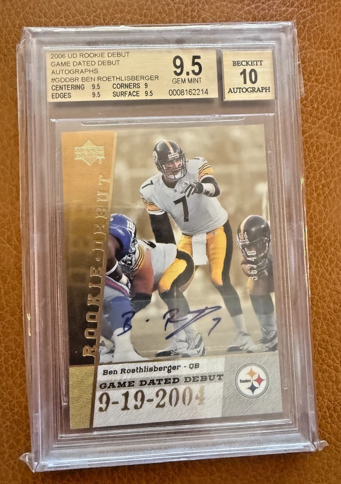 BEN ROTHLISBERGER 2006 UD ROOKIE GAME DATED DEBUT AUTOGRAPH - BGS 9.5 - AUTO 10 - Image 1 of 3