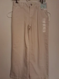 Cat & Jack Size 7 Mid Rise Adjustable Waist Tan Colored Jeans Wide Leg - Picture 1 of 9