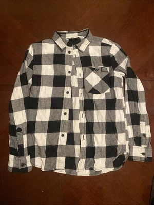 H&M Black & White Plaid Flannel Long Sleeve Button Up Boys Shirt Size 8 - Image 1 of 4