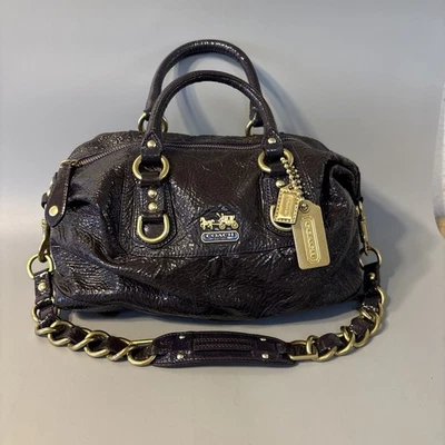 COACH  Purse Purple Patent Leather Madison Sabrina Satchel 12957 - Image 1 of 4