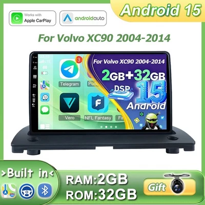 For Volvo XC90 2004-2014 Android 15 Car Play Car Stereo GPS Navi DSP AM 2GB+32GB - Image 1 of 4