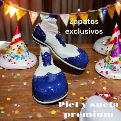 Zapatos Payaso Mexicanos Profesionales PREMIUM Azul Zapato Para Payaso Hechos en México Foto 1 de 2