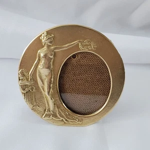 VTG Brass Nude Lady Goddess Of Victory Mini Solid Brass Frame 1920s Art Nouveau - Picture 1 of 7