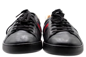 Men's Gucci Ace Web Black Low Top Sneakers Size 9 G UK, 10 D  USA - Picture 1 of 10