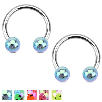 Pair of Acrylic Ball Horseshoe Circular Barbells Ring Septum Tragus Lip Piercing - Image 1 of 3