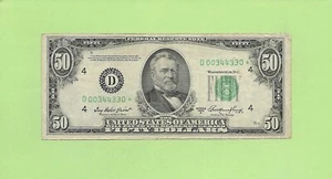1950A $50 D 0034 4330 * .... 1950 A $50 D-* STAR NOTE - Picture 1 of 2