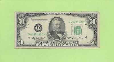 1950A $50  D 0034 4330 * .... 1950 A $50  D-*      STAR NOTE - Image 1 of 2