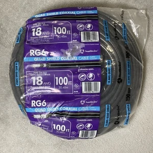 Southwire RG6-Quad Shield Coaxial Cable Coil 18 AWG Black 100-ft - Picture 1 of 5