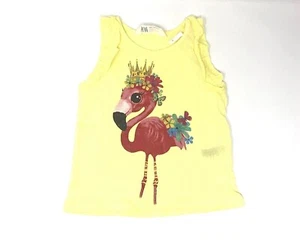 H M Mädchen T-Shirt Tank Top mit tropischen Flamingo Blumen und Schmetterling 18-24 Monate - Bild 1 von 4