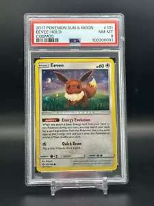 PSA 8 NM-MT Eevee Sun & Moon Cosmos Holo Pokemon Card #101/149 - Picture 1 of 2
