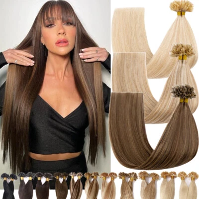300S Keratin Pre Bonded Nail U Tip 100% Remy Human Hair Extensions Thick 150G US - Image 1 of 4