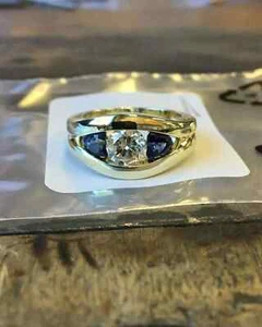 2 CT Real Moissanite Men's Engagement Wedding Ring 14K Yellow Gold Plated - Picture 1 of 3