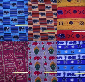 Echte Afrika Stoff Meterware Ethno Stoffe Wax Print Dekostoff Vorhangstoff - Bild 1 von 7