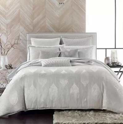 Luxury! Hudson Park Aurora Full Queen Duvet Comforter Cover Silver New! $400.00 - Image 1 of 4