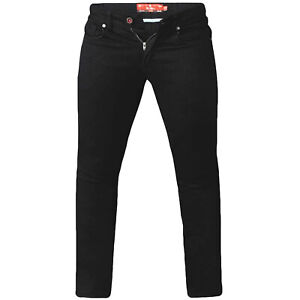 D555 Mens Claude Big Tall King Size Slim Fit Stretch Jeans Trousers - Black