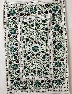 Suzani Wall Hanging, Handmade Bed Coverlet, Gift For Special, Suzani Table Cloth - Picture 1 of 5