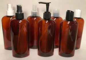 8 Unzen PET Kunststoff BPA frei 24/410 Bernstein Cosmo Oval Flasche Auswahl der Verschlüsse - Bild 1 von 6