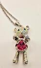 J.NINA Bear Princess Swarovski Crystals Adjustable Articulated Necklace 22"