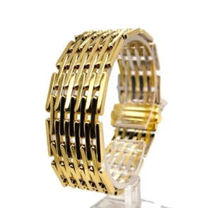 18K Solid Gold Reversible 21 mm Wide Bracelet 64.7 Grams 7.5 in - Picture 1 of 7