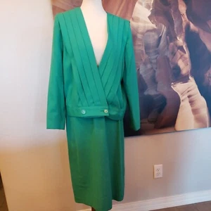 Tuta donna vintage anni 80 Sportland Modes verde 2 pezzi 12 foderata gonna giacca - Foto 1 di 11