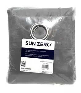 Sun Zero Velvet 100% Blackout Noise Thermal Grommet Curtain 52"x84" 2-Panel Gray - Picture 1 of 5