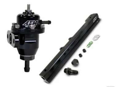 Riel de combustible de aluminio AEM + regulador de presión de combustible ajustable para 94-01 Acura Integra B18 Foto 1 de 3