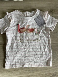 John Lewis Baby Girls Size 12-18 Months T-shirt With Embellishments Pink White - Picture 1 of 2