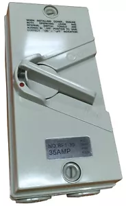 ELECTRICAL WEATHER PROOF ISOLATOR SWITCH BOX 1 POLE SINGLE PHASE 240V 32A IP56 - Bild 1 von 1