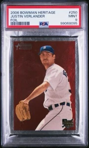 2006 Bowman Heritage #250 FOIL Chrome Justin Verlander PSA 9 Rookie - Picture 1 of 2