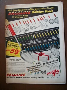 1947 VTG Orig Magazine Ad Kitchen Utensils Tools EKCOLINE Make Work Easier - Picture 1 of 1