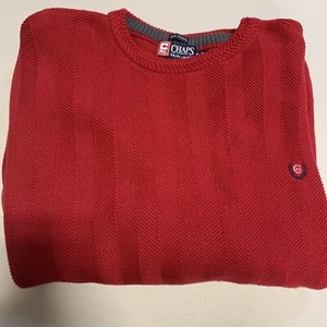 Ralph Lauren Chaps Mens Sweater XL Red Ribbed Textured Pullover Hand Framed - Picture 1 of 8