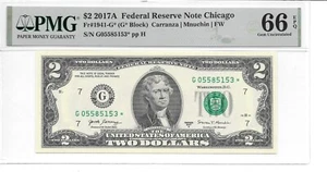 2017A* CHICAGO STAR (G* Block) $2 FRN PMG 66 EPQ GEM UNCIRCULATED STAR NOTE - Picture 1 of 16