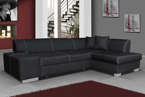 Design Ecksofa Schlafsofa Bettfunktion Couch Leder Textil Polster Sofas Neu 9542 - Bild 1 von 10
