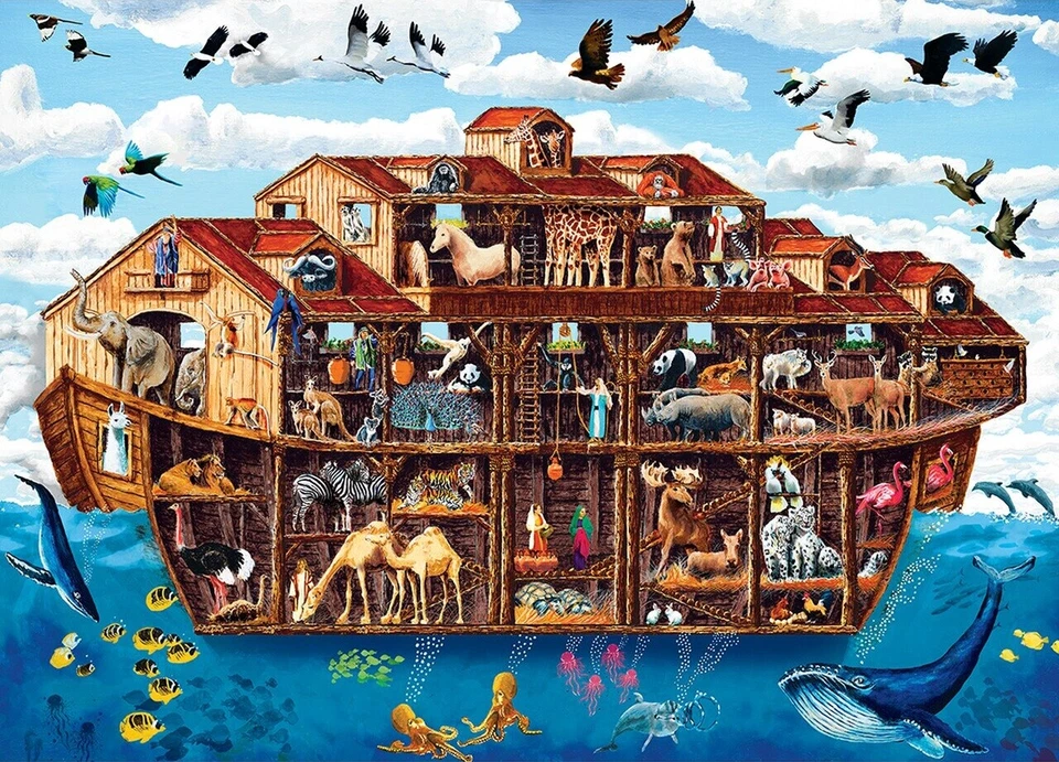Jigsaw Puzzle Inside Out Biblical Noah's Ark 1000 EZ Grip pieces NEW - Image 1 of 1