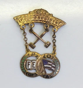 Rare Antique 10K Gold Enameled Past - Pres Patriotic Order of Americans Pin - Picture 1 of 3