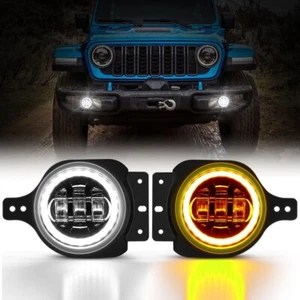 For Jeep Wrangler JL 2018-2023 LED Fog Lights w/ DRL Offroad Amber Turn Signal - Picture 1 of 12