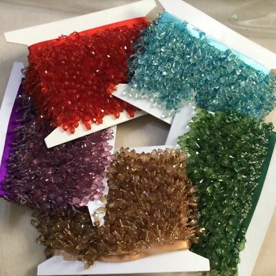 Designer Shaped  Beaded Fringe Trim Pom Pom For Curtain Blind Upholstery Braid - Image 1 of 4