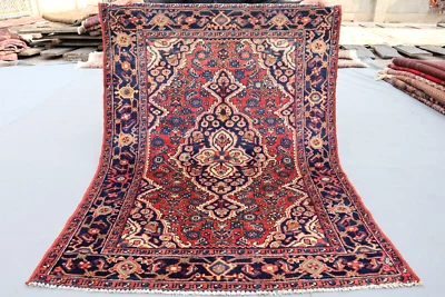 3x4 Vintage Saarouk Rug - Traditional Medallion Hand Wool Rug - Botanical. - Image 1 of 4