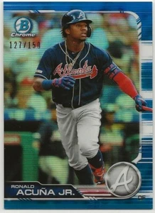 Ronald Acuña Jr. 127/150 2019 cromado azul #1 casi nuevo como nuevo - Imagen 1 de 3