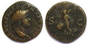 54-68 AD Roman Nero Victory Flying (66 AD) Lyon Mint AE As Bronze - Picture 1 of 3