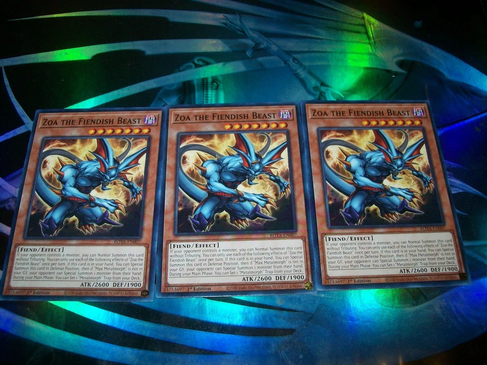 3x Zoa the Fiendish Beast 1st Edition Common ROTA-EN007 Yu-Gi-Oh! - Image 1 of 1
