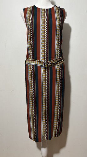 Abito midi in seta a righe Tory Burch nuovo con etichetta "Oceano Eden Julia". Taglia 8