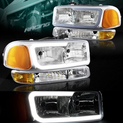 FARO LED DRL CROMADO + PARACHOQUES CON REFLECTOR ÁMBAR AJUSTE 99-06 GMC SIERRA 1500/2500 Foto 1 de 4