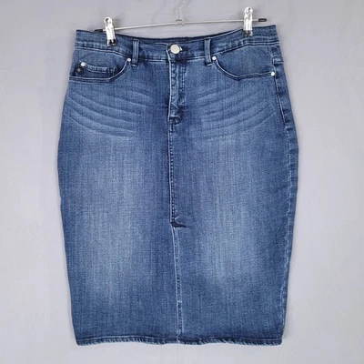 Lee Platinum Label女式牛仔裙中号蓝色棉质弹力 — 第 1/4 张图片
