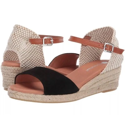 Eric Michael Trieste Espadrille Wedge Sandals, Women's 40 | US 9.5-10 Black Tan - Image 1 of 4