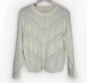 Marine Layer Cream Olivia Long Sleeve Crew Neck Pullover Womens Sweater Size S - Picture 1 of 5