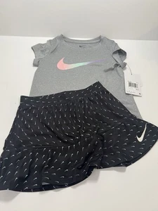 Size 6 NIKE AUTHENTIC GIRLS ORIGINAL BRAND NEW 2Pc TEE & SKIRT SHORTS SET - Picture 1 of 5