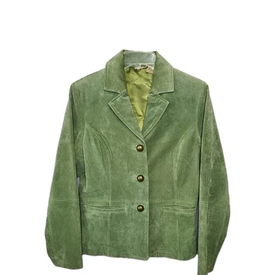 Ruffhewn Sage Green 100% Leather 3 Button Closure Blazer Jacket Size L - Image 1 of 4